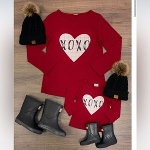 NWT Red XOXO long sleeve top 2X Plus size mom heart print shirt Valentine’s